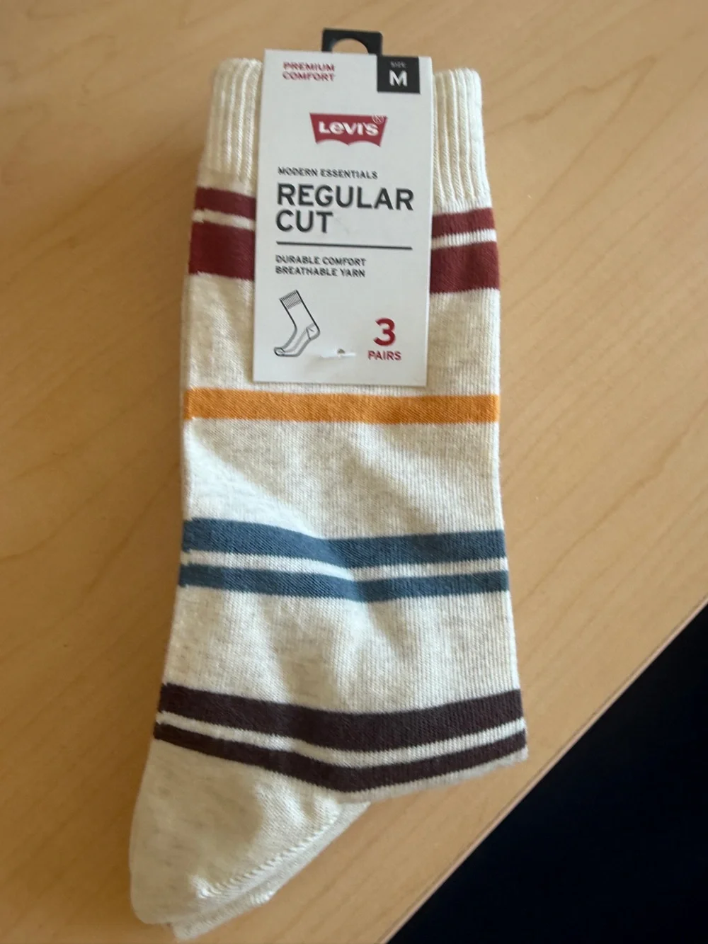 New w/ Tags Levi's Men's Dress Socks - Gray, Cream, Blue & Burgundy Stripes